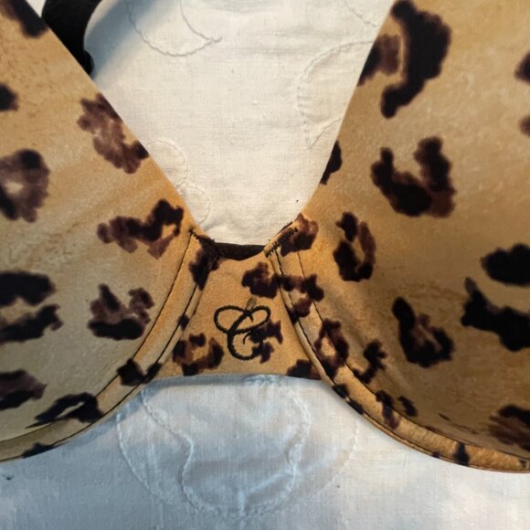 Chaps 36-C Leopard Print Bra, Color Maple Brown and Black, Thin Soft Foam Cups - Picture 5 of 5